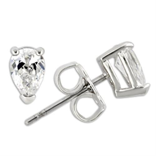 Rhodium 925 Sterling Silver Earrings With Aaa Grade Cz In Clear