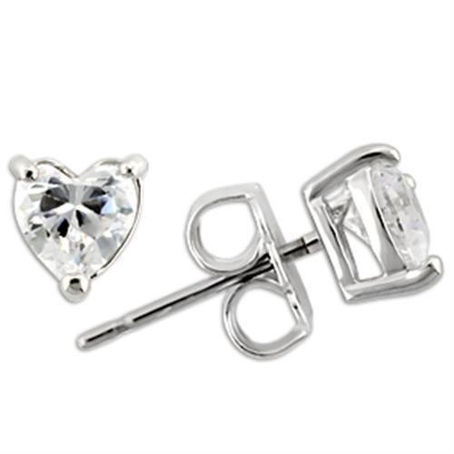 Rhodium 925 Sterling Silver Earrings With Aaa Grade Cz In Clear
