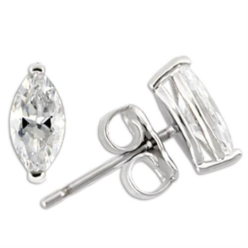 Rhodium 925 Sterling Silver Earrings With Aaa Grade Cz In Clear