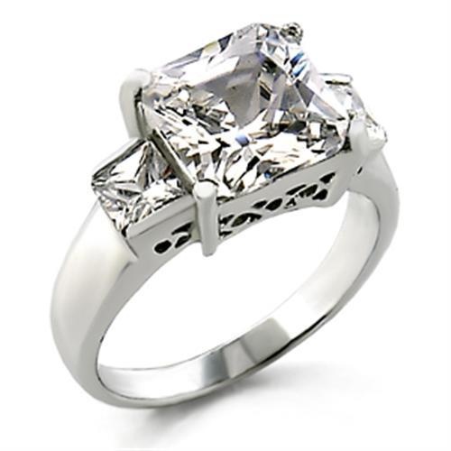 21209 - High-Polished 925 Sterling Silver Ring With Aaa Grade Cz In Clear - 5