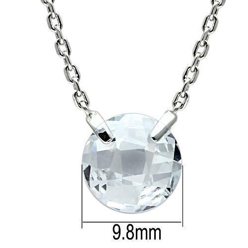 Alamode Rhodium Brass Necklace with Clear AAA Grade CZ, 16-Inch