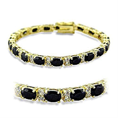 415503 - Gold Brass Bracelet With Aaa Grade Cz In Jet - 7"