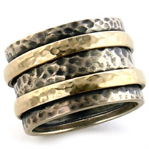Alamode Matte Gold & Rhodium Brass Ring, Size 5