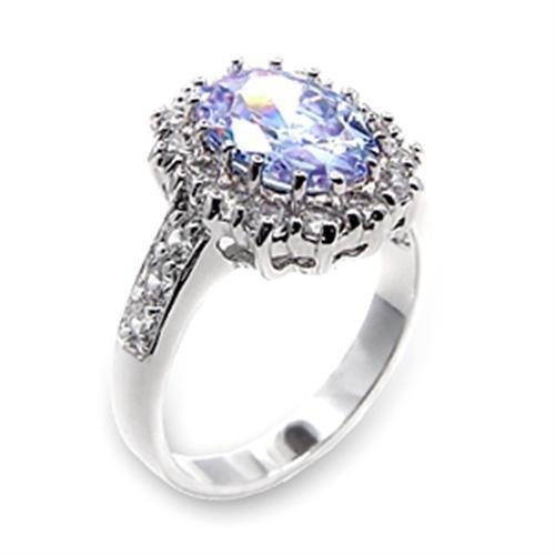 Alamode Rhodium Brass Ring with Light Amethyst AAA Grade CZ