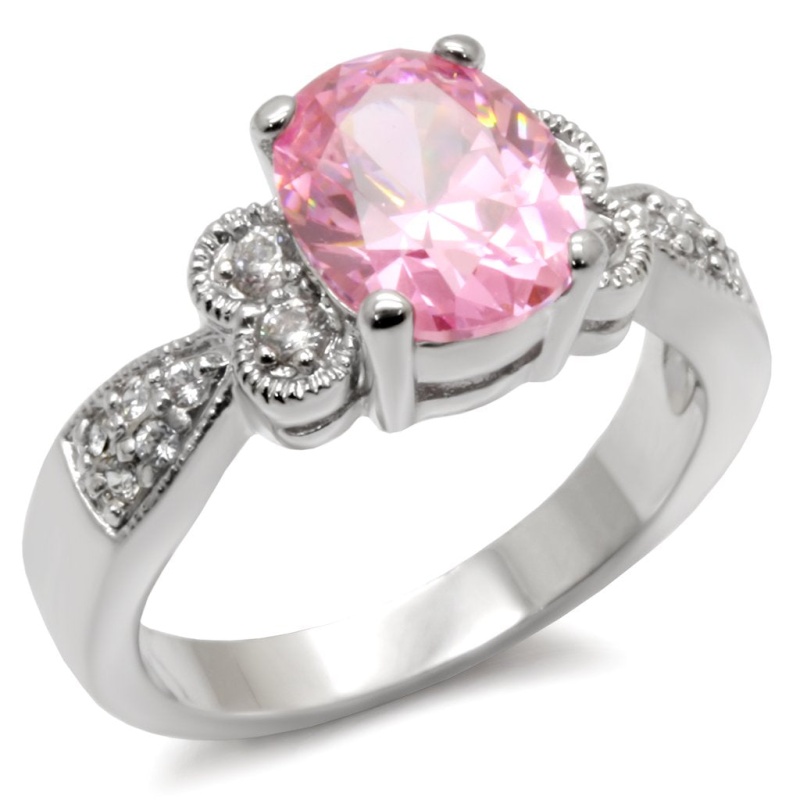 9X045 - High-Polished 925 Sterling Silver Ring With Aaa Grade Cz In Rose - 5