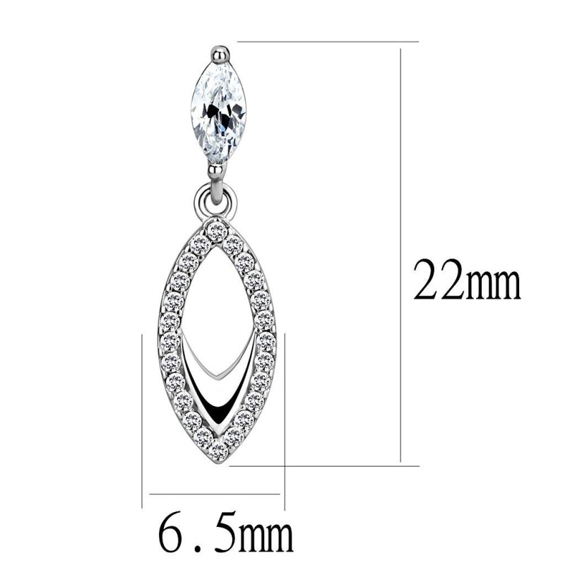High Polished (No Plating) Stainless Steel Earrings With Aaa Grade Cz In Clear