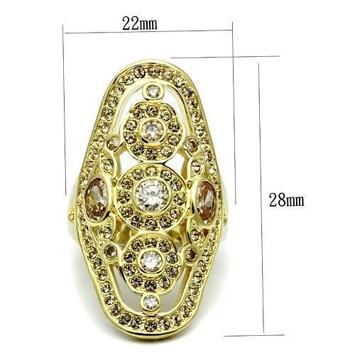 Lo2496 - Gold Brass Ring With Aaa Grade Cz In Champagne - 4