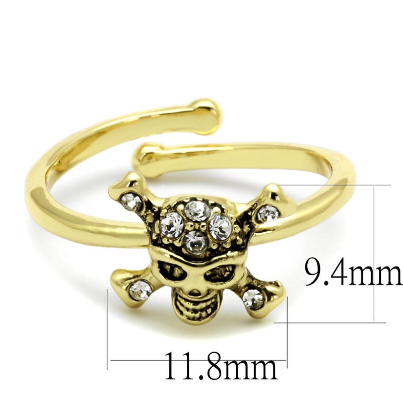 Lo4056 - Flash Gold Brass Ring With Top Grade Crystal In Clear - 8