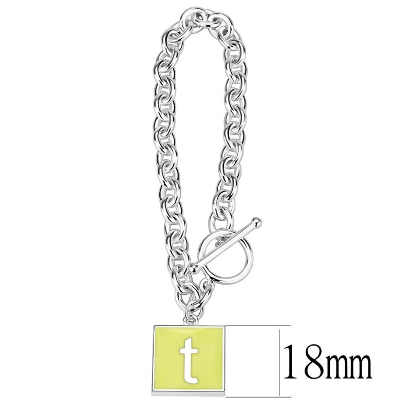 Lo4647 - High-Polished Brass Bracelet With Epoxy In Emerald - 7"