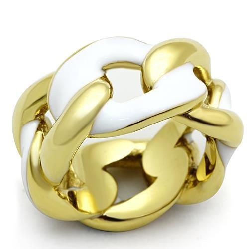 Tk1369 - Ip Gold(Ion Plating) Stainless Steel Ring With Epoxy In White
