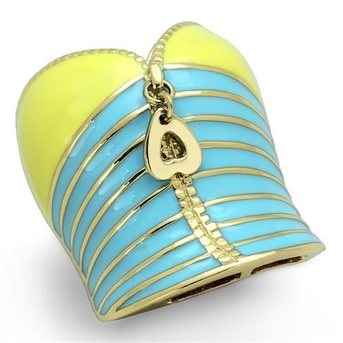 Tk1623 - Ip Gold(Ion Plating) Stainless Steel Ring With Epoxy In Multi Color