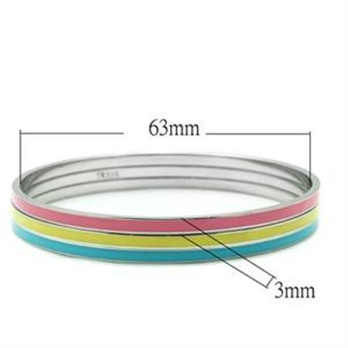 Tk241 - High Polished (No Plating) Stainless Steel Bangle With No Stone - 7.75"