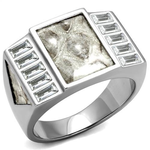 Tk2784 - No Plating Stainless Steel Ring With Aaa Grade Cz In Clear