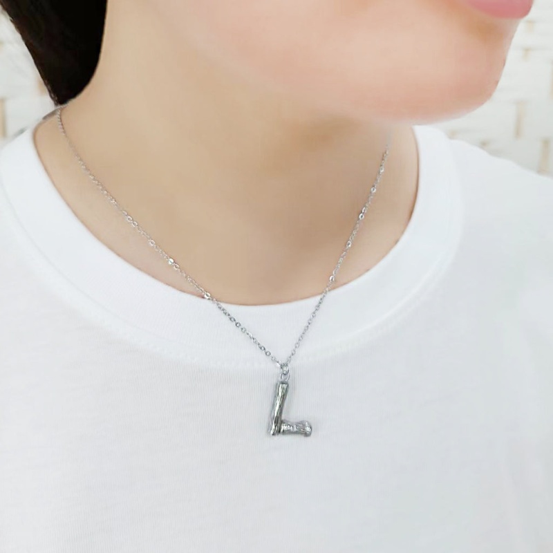 Tk3853l High Polished Stainless Steel Chain Initial Pendant - Letter L - 16"