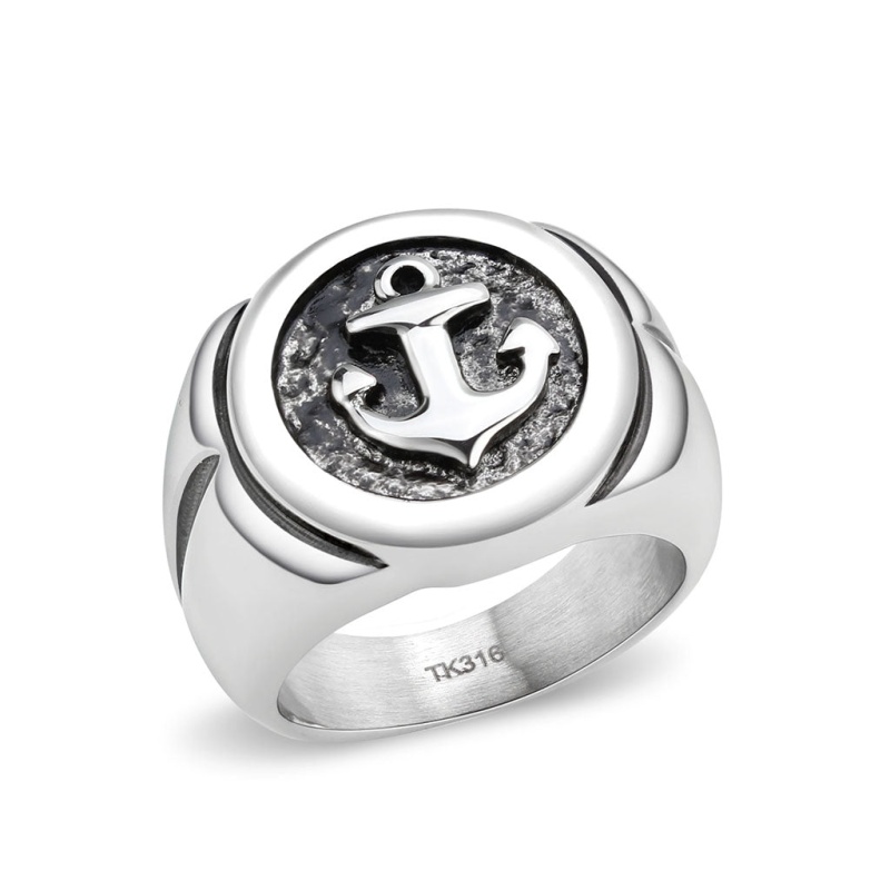 Tk3895 - High Polished (No Plating) Stainless Steel Ring With Epoxy In Jet