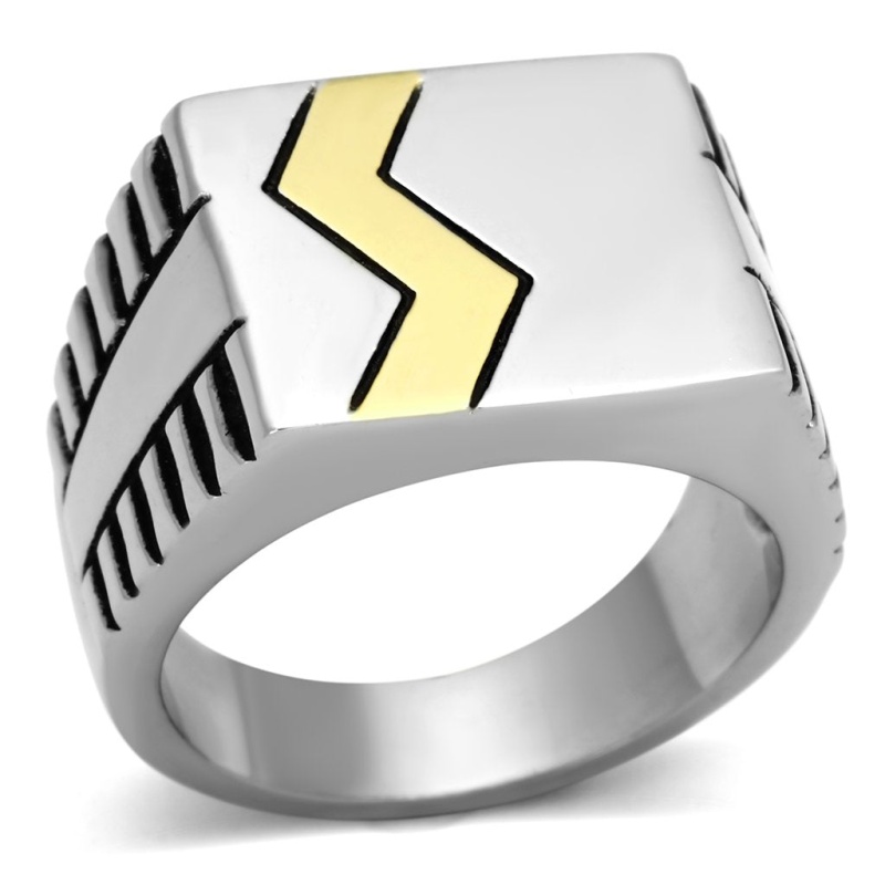 Tk950 - Two-Tone Ip Gold (Ion Plating) Stainless Steel Ring With Epoxy In Jet