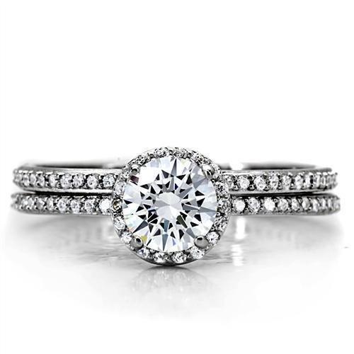 Ts028 - Rhodium 925 Sterling Silver Ring With Aaa Grade Cz In Clear - 8