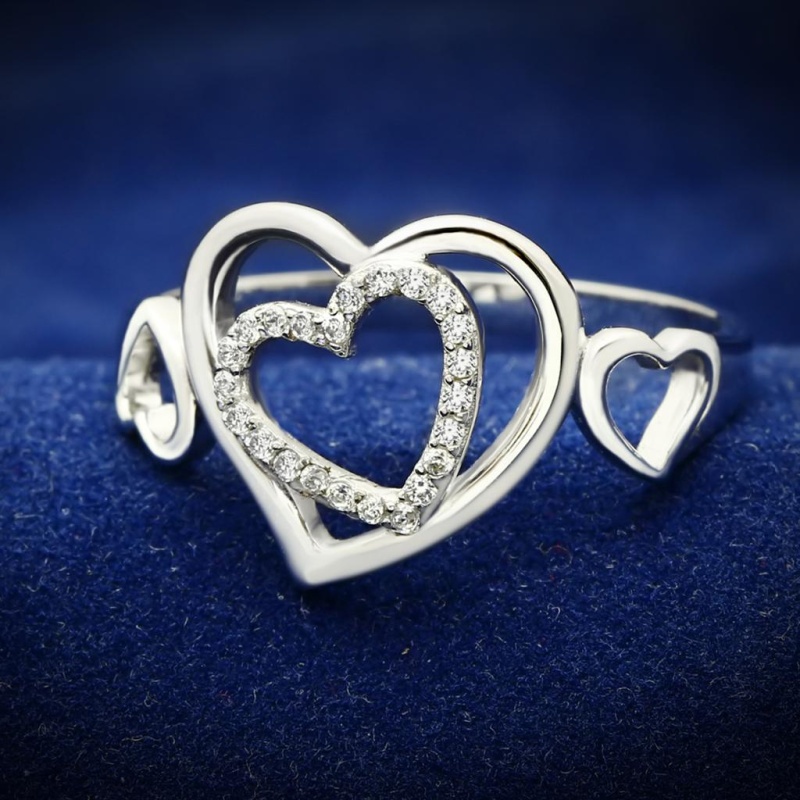 Ts058 - Rhodium 925 Sterling Silver Ring With Aaa Grade Cz In Clear