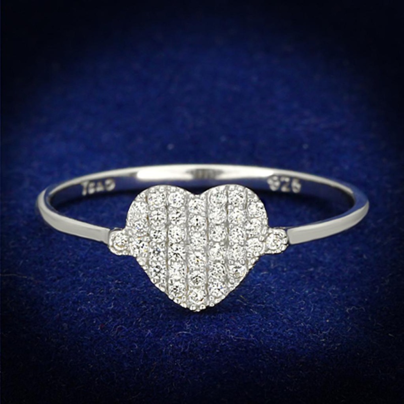 Ts133 - Rhodium 925 Sterling Silver Ring With Aaa Grade Cz In Clear