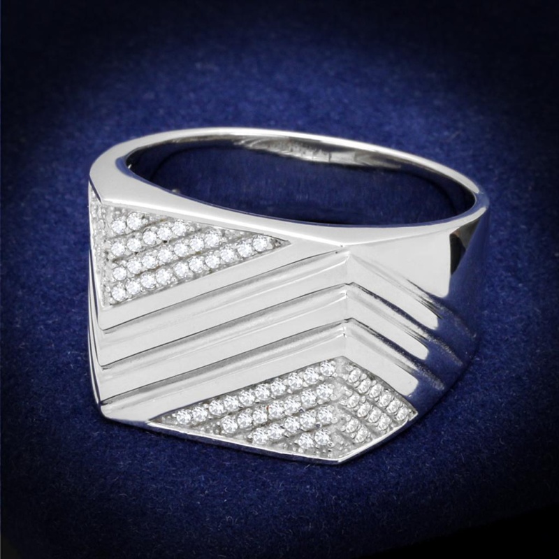 Ts230 - Rhodium 925 Sterling Silver Ring With Aaa Grade Cz In Clear
