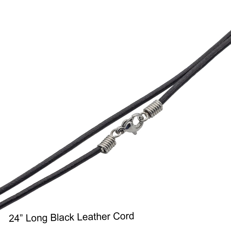 24" Black Greek Leather Cord with Stainless Steel Lobster Claw Clasp