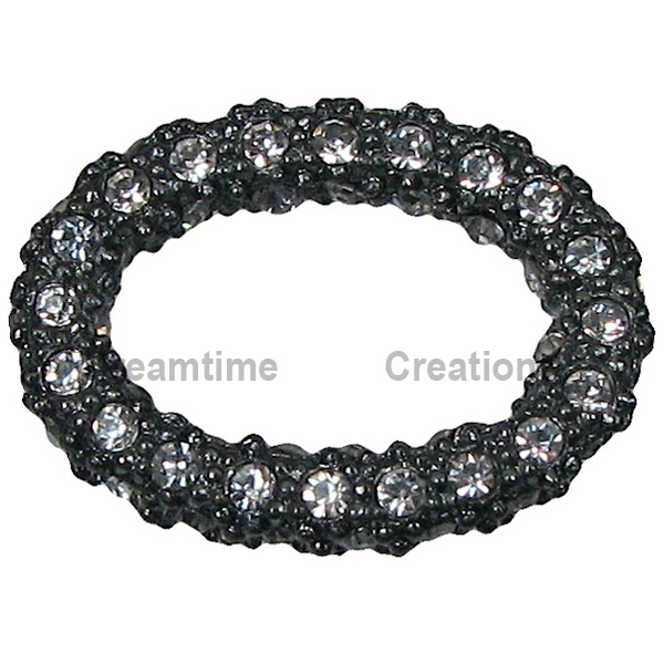Beadelle Pavé Oval Ring 22x16 Crystal/Gunmetal