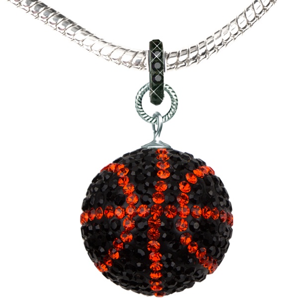 Game Time Bling Large Basketball Necklace - Jet/Hyacinth