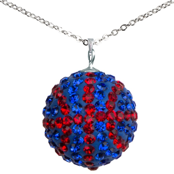 Game Time Bling Mini Basketball Necklace - Sapphire/Light Siam