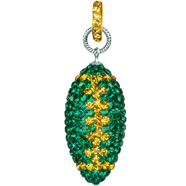 Game Time Bling Large Football Pendant With Pave Ring - Emerald/Topaz