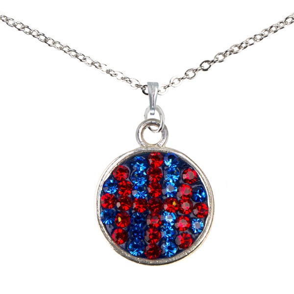 Game Time Bling Basketball Dangle Necklace - Sapphire/Light Siam