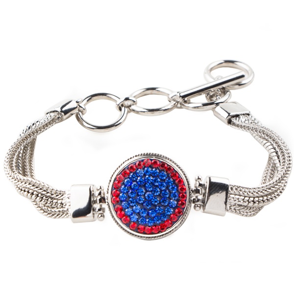 1-Snap Metal Bracelet - Sapphire/Light Siam (Periwinkle/Red)