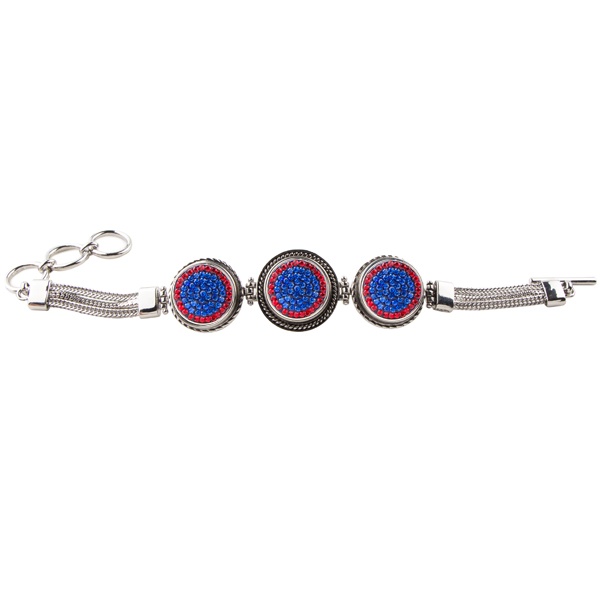 3-Snap Metal Bracelet - Sapphire/Light Siam (Periwinkle/Red)