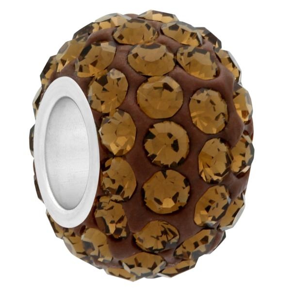 Small Large Hole Pave Bead With 6 Mm Wide Sterling Silver Core Topaz 9 Mm
