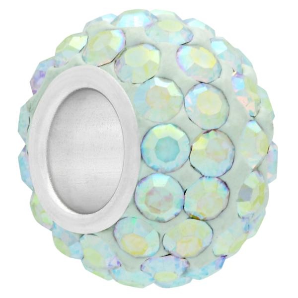 Small Large Hole Pave Bead With 6 Mm Wide Sterling Silver Core Crystal Ab 9 Mm