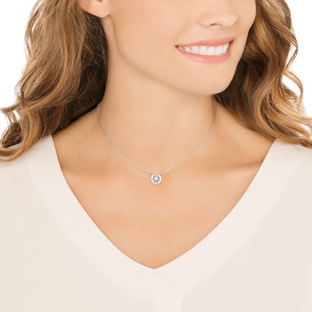 Swarovski Collections - Sparkling Dance Round Necklace, Blue, Rhodium Plating