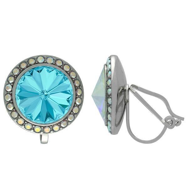 Crystalized With Dreamtime Crystal Clip-On Earrings For Dance Aquamarine/Crystal Ab 15Mm - Pair