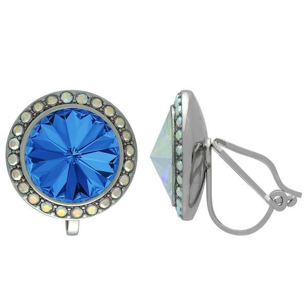 Crystalized With Dreamtime Crystal Clip-On Earrings For Dance Sapphire/Crystal Ab 17Mm - Pair