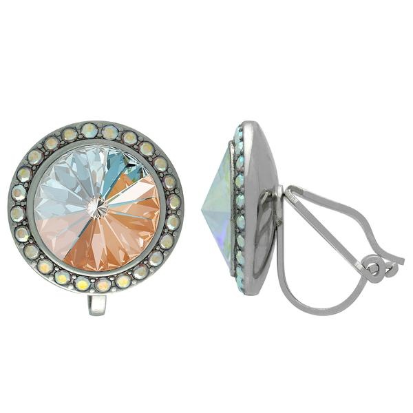 Crystalized With Dreamtime Crystal Clip-On Earrings For Dance Crystal Peach Delite/Crystal Ab 17Mm - Pair