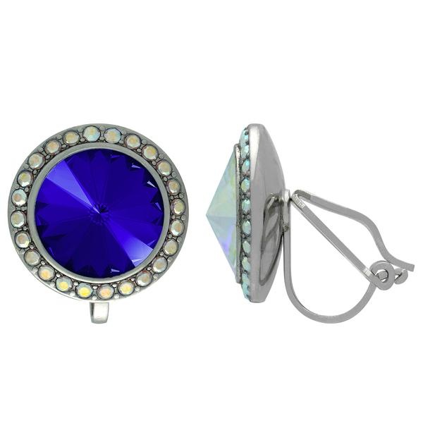 Crystalized With Dreamtime Crystal Clip-On Earrings For Dance Majestic Blue/Crystal Ab 19Mm - Pair