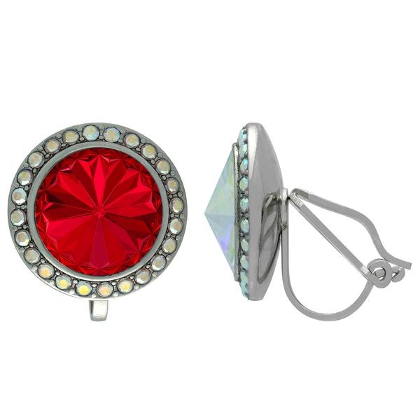 Crystalized With Dreamtime Crystal Clip-On Earrings For Dance Scarlet/Crystal Ab 19Mm - Pair