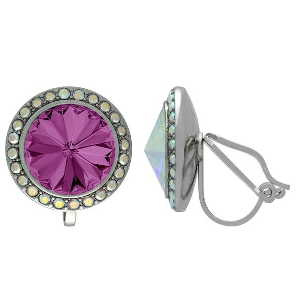 Crystalized With Dreamtime Crystal Clip-On Earrings For Dance Amethyst/Crystal Ab 13Mm - Pair
