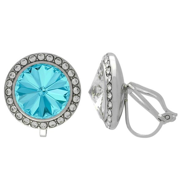 Crystalized With Dreamtime Crystal Clip-On Earrings For Dance Aquamarine/Crystal 13Mm - Pair