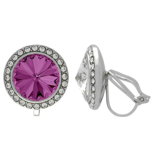 Crystalized With Dreamtime Crystal Clip-On Earrings For Dance Amethyst/Crystal 15Mm - Pair