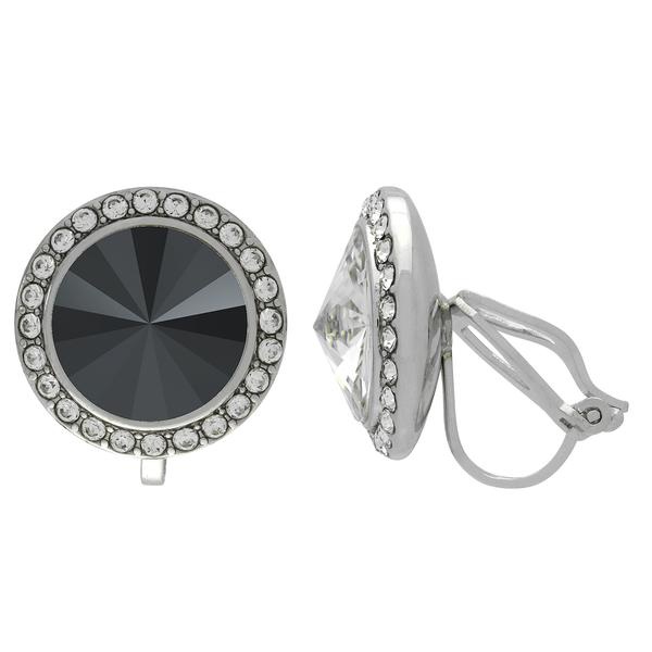 Crystalized With Dreamtime Crystal Clip-On Earrings For Dance Jet Hematite/Crystal 19Mm - Pair