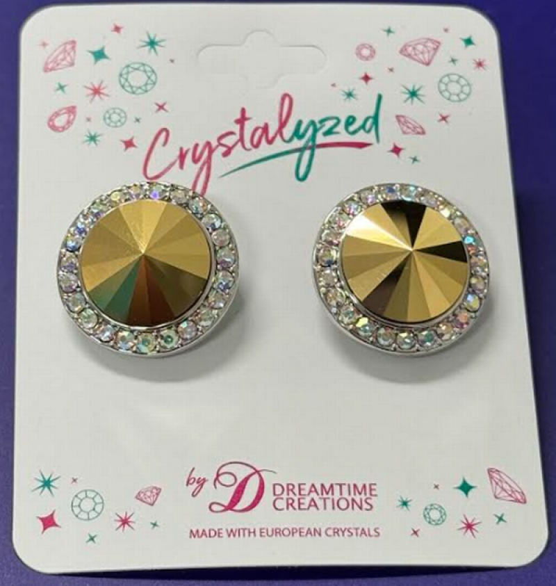 Crystalized With Dreamtime Crystal Clip-On Earrings For Dance Crystal Aurum/Crystal Ab 17Mm - Pair