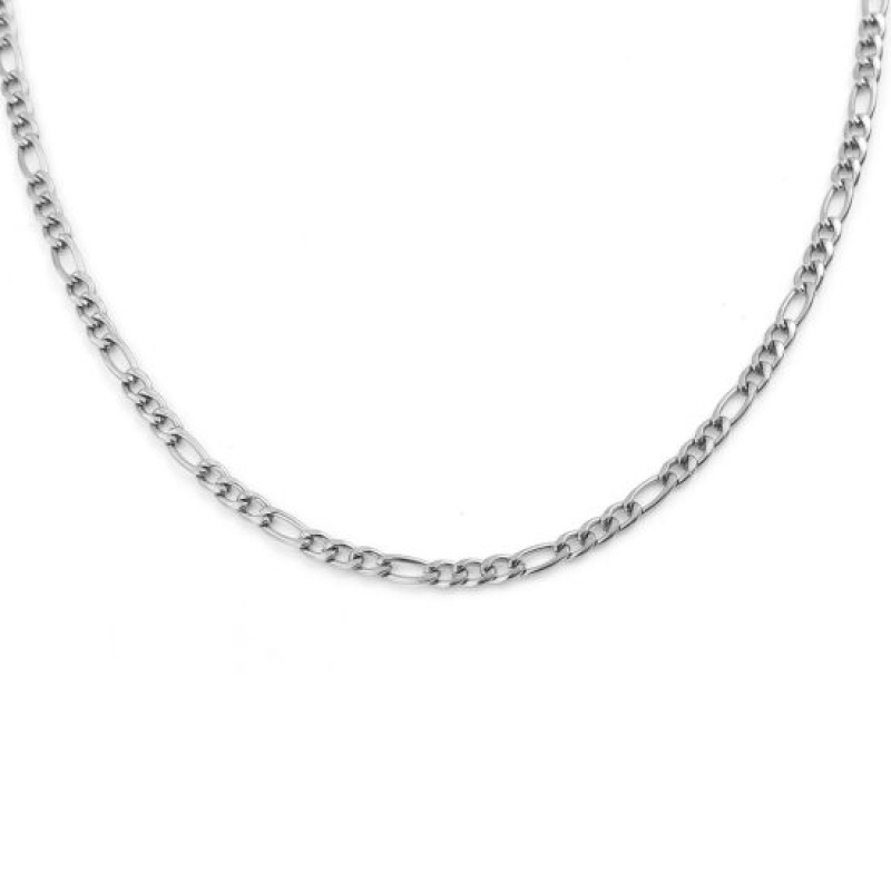 Wholesale Cuban Link Chain Necklace, Silver Tone 304 Stainless Steel, Unisex Minimalist Gift Jewelry For Retailer, 60Cm(23.6") Long, Chain Size: 3Mm, 1 Piece