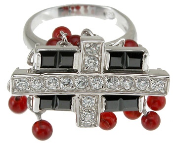 925 Sterling Silver Rhodium Finish Cocktail Cleopatra Fashion Ring - Size 9