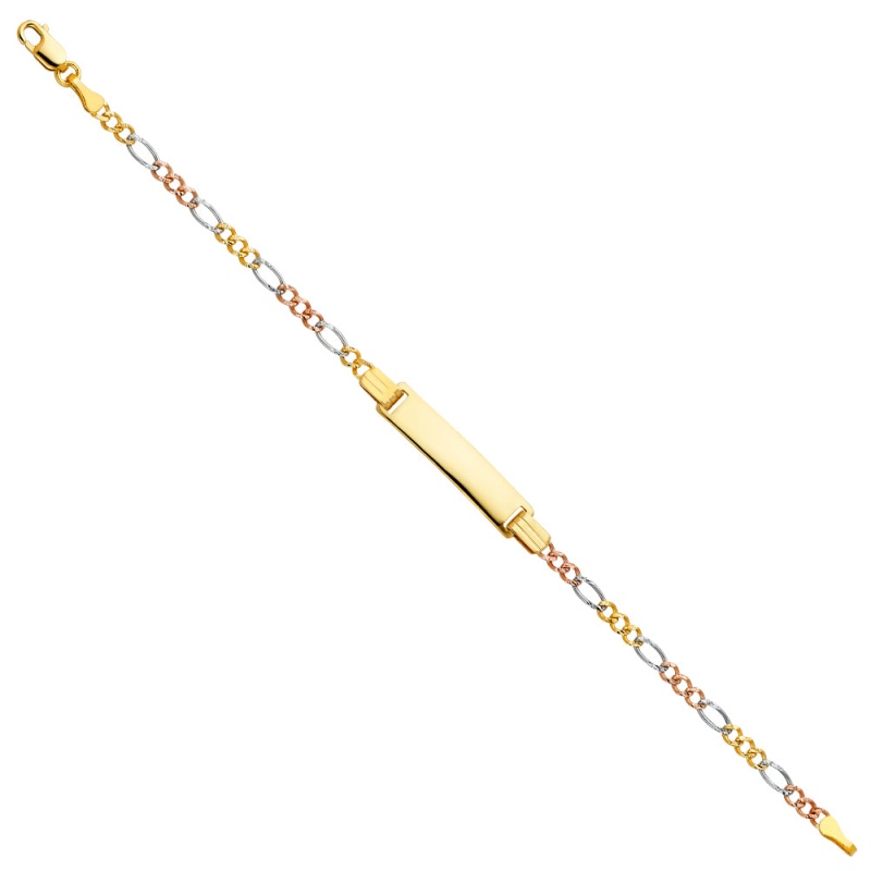 14K Gold Figaro 3+1 Baby Id Bracelet - 6'