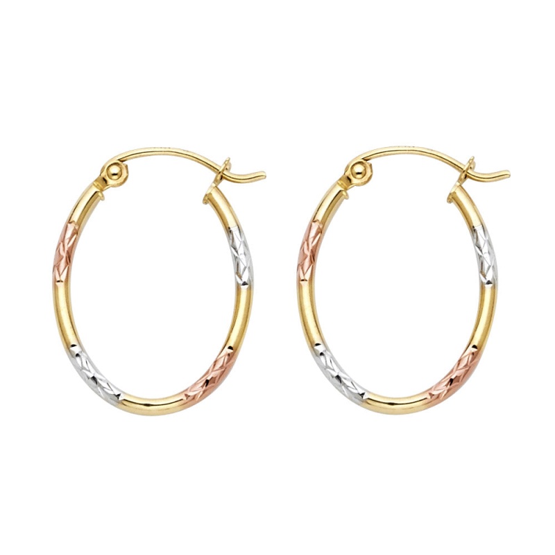 14K Gold 1.5Mm Diamond Cut Tube Hoops