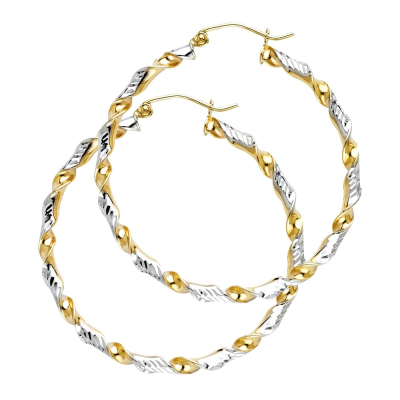 14K Gold 2Mm Spiraling Twisted Hoops